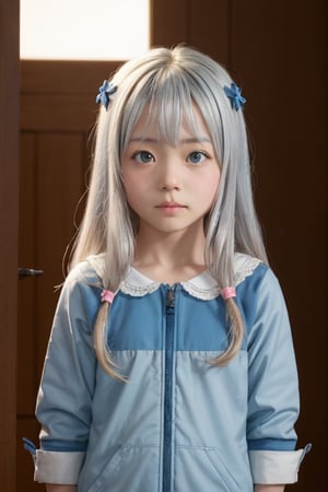 masterpiece,best quality,1girl,little girl,loli,child,12 years old,izumi sagiri,silver hair,Blue pupil,