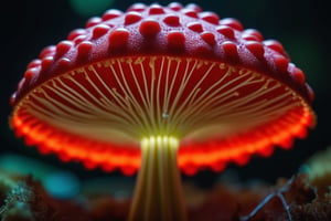 (art by Victor Brauner:0.9) , Mesmerizing 1 mushroom fly agaric, Wretched fluorescent patterns, stylized, background is [Sofia|Tunnel], Bokeh, Shameful, Mushroomcore, 35mm, Vivid hue