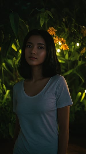 nsfw, ., . , ., slender local indoneisan girl face, black-hair,

, feminine pose, (((full body))), sweet smile,


,cinematic film still of  dim light, low light, dramatic light, partially covered in shadow, realistic photo, close-up, close-up shot,

,,white t shirt,,

 ,, masterpiece,., radiating an air of allure and sophisticated charm, with a striking, captivating face, 

,positioned against the backdrop of a busy nighttime garden, glowing leaves, ,glowing flower,

,her gaze piercing into the camera.,

Low-key lighting , 32k resolution, best quality, (high saturation:1.1), edgy, photo-real, Style,sky, at dusk,scenery, shallow depth of field, vignette, highly detailed, high budget, bokeh, cinemascope, moody, epic, gorgeous, film grain, grainy,Low-key lighting Style,photo r3al,p3rfect boobs,neon photography style,inst4 style,light spot