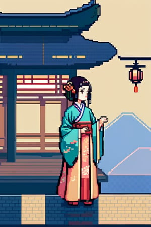 1girl, wearing hanfu ,lofi,pixel art