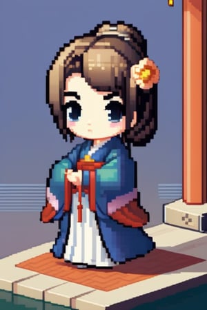 1girl, wearing hanfu,pixel art,chibi