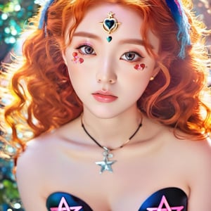 (Masterpiece, Best picture quality, Best animation), original character, girl, ginger hair,(Heart and pentagram | eyes, Glow :1.5), heart-shaped tits, heart-shaped panties, filthy expression, Spades 6 background, detail, detail, gorgeous, colorful,heart-shaped pupils:1.3