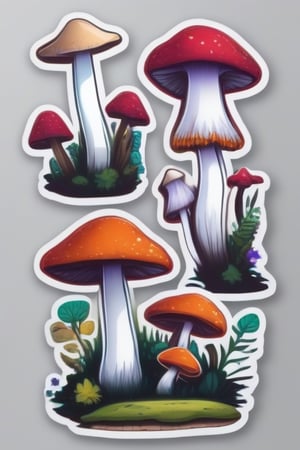 a sticker mystical mushrooms 