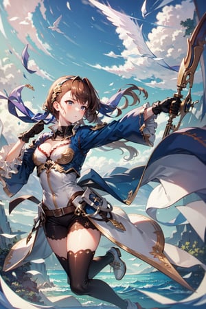 4k, 8k, ultra high quality, Her face ((determined_expression)),  girl with arch and arrow,full body ,defbeatrix