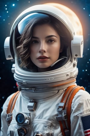 A girl(35 years old, ((hand hold detailed astronaut helmet)),light_grey_hair,short_curly_hair,square face, broad forehead,smart eyebrow,((round blue eyes)),beautiful nose ,((rosy cheeks )),((heavy freckle cheeks)),(bright skin tone ),sexy lips,small tits,(((perfect anatomy))),((wearing astronaut suit)), full clothed,look at straight, slowly walk),full-body_portrait,((detailed Moon in background)), ghostly scenes, (detailed background),high_resolution, (masterpiece), cinematic photo raw photo 4k gopro4 shot, ultra detailed, realistic, photo realistic, professional photo shooting,highly detailed