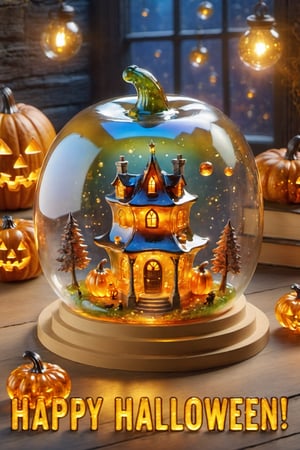 ''HAPPY HALLOWEEN!'', glass letters, HALLOWEEN, real light, reflection, hologram,shooting star,sky,volumetric light, original, medieval fantasy, dramatic, cinematic, cityscape inside sparkling soap bubbles. Warm light highlights the intricate details of each miniature building floating in the forest. Dappled starlight, photographed with a wide-angle lens,(artwork), (masterpiece), (detailed eyes), (male face), (shading), (highly detailed CG 8k unity wallpaper), (using studio indirect lighting), (amazing drawing illustration), (Best illustration performance),Glass,photo r3al
