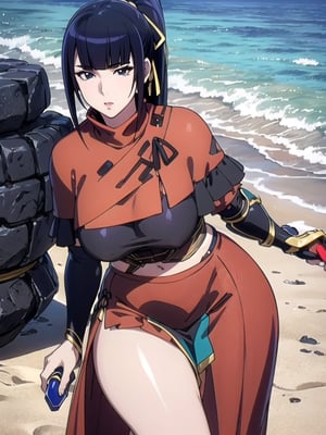 narberal gamma,beach background,ink,Ultra-detail,(highres:1.1),best quality,(masterpiece:1.3),cinematic lighting, sexy breasts, 3DMM, big breasts, full lenth body, long legs, black hair, long_ponytail, black eyes,
realistic, (masterpiece - 1.2),very sexy face and also a sexy  figure  pornstar  with big natural boobs and curvy ass ,8k,highly detailed,ultrarealistic,hyperrealistic,high quality render,high quality,highly detailed background,frilled dress, long skirt, 1 girl,solo, realhands