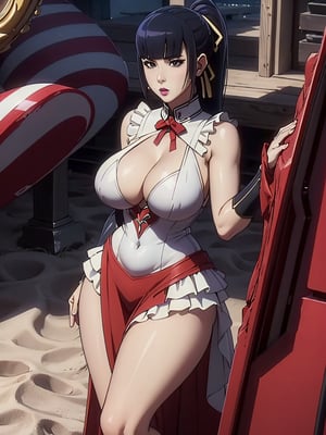 narberal gamma,beach background,ink,Ultra-detail,(highres:1.1),best quality,(masterpiece:1.3),cinematic lighting, sexy breasts, 3DMM, big breasts, full lenth body, long legs, black hair, long_ponytail, black eyes,
realistic, (masterpiece - 1.2),very sexy face and also a sexy  figure  pornstar  with big natural boobs and curvy ass ,8k,highly detailed,ultrarealistic,hyperrealistic,high quality render,high quality,highly detailed background,frilled dress, long skirt, 1 girl,solo, realhands