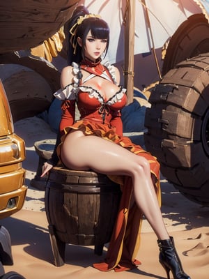 narberal gamma,beach background,ink,Ultra-detail,(highres:1.1),best quality,(masterpiece:1.3),cinematic lighting, sexy breasts, 3DMM, big breasts, full lenth body, long legs, black hair, long_ponytail, black eyes,
realistic, (masterpiece - 1.2),very sexy face and also a sexy  figure  pornstar  with big natural boobs and curvy ass ,8k,highly detailed,ultrarealistic,hyperrealistic,high quality render,high quality,highly detailed background,frilled dress, long skirt, 1 girl,solo, realhands