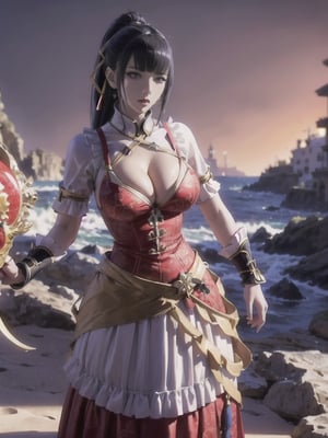 narberal gamma,beach background,ink,Ultra-detail,(highres:1.1),best quality,(masterpiece:1.3),cinematic lighting, sexy breasts, 3DMM, big breasts, full lenth body, long legs, black hair, long_ponytail, black eyes,
realistic, (masterpiece - 1.2),very sexy face and also a sexy  figure  pornstar  with big natural boobs and curvy ass ,8k,highly detailed,ultrarealistic,hyperrealistic,high quality render,high quality,highly detailed background,frilled dress, long skirt, 1 girl,solo, realhands