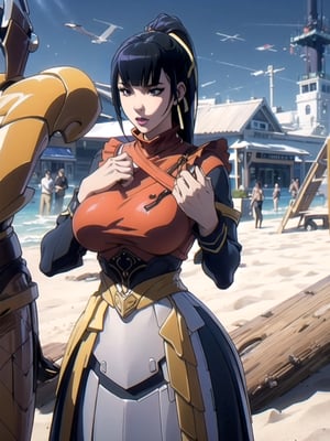 narberal gamma,beach background,ink,Ultra-detail,(highres:1.1),best quality,(masterpiece:1.3),cinematic lighting, sexy breasts, 3DMM, big breasts, full lenth body, long legs, black hair, long_ponytail, black eyes,
realistic, (masterpiece - 1.2),very sexy face and also a sexy  figure  pornstar  with big natural boobs and curvy ass ,8k,highly detailed,ultrarealistic,hyperrealistic,high quality render,high quality,highly detailed background,frilled dress, long skirt, 1 girl,solo, realhands