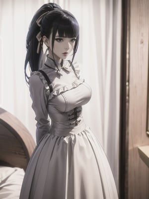 narberal gamma,white background,Ultra-detail,(highres:1.1),best quality,(masterpiece:1.3),cinematic lighting, sexy breasts, 3DMM, big breasts, slim body, full lenth body, long legs, black hair, long_ponytail, black eyes,
realistic, (masterpiece - 1.2),very sexy face and also a sexy  figure  pornstar  with big natural boobs and curvy ass ,8k,highly detailed,ultrarealistic,hyperrealistic,high quality render,high quality,highly detailed background,frilled dress, long skirt, 1 girl,solo, realhands,dream_girl,Sexy