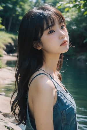 (((wild stream side))),(((look at the audience))),(((Only the face is in the shot))),close-up,
人：(((a korean girl))),(low cut),
優：(((16K texture structure))), 
髮：(bangs),((long hair))(((wild stream side))), (((looking at the audience))), (((Only the face is in the shot, focus on face))), 
人：(((a korean girl))), (low cut), 
優：(((16K texture structure))), Beautiful oval face profile, 
髮：(bangs), ((long hair)), (curls), 
服：spaghetti strap sleeveless vest, ,(curls),
服：spaghetti strap sleeveless vest,sohee