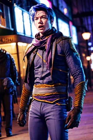 Rick cosnett as TatsurouAkiyama, young 18yo boy, (solo:1.4), ninja, scarf, slim fit, big eyes,EpicMakeup,Gray_Reverse