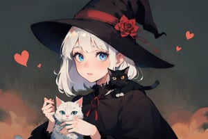 witch with cat on shoulder