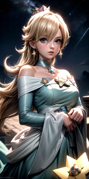 (4k), (masterpiece), (best quality), (realistic), (sharp focus), (cinematic lighting), (extremely detailed), (epic), 

girl, ,Princess Rosalina,  starry sky 