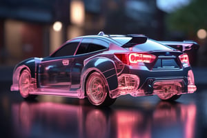 Prompt: high-resolution photograph of a translucent softly glowing mechanical Subaru car, visible internal organs, polycarbonate, and glass, very detailed, 8k, sharp, fantasy, movie poster, unreal engine 5, octane render, UHD, HDR,aw0k,cyborg style