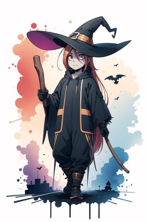 Red eyes, evil, golden, shiny, gold hair,High detailed ,midjourney,perfecteyes,Color magic,urban techwear,hmochako,better witch,witch, witch,Long hair,free style,horror (theme), colorful, white background, Chromaspots,Chromaspots