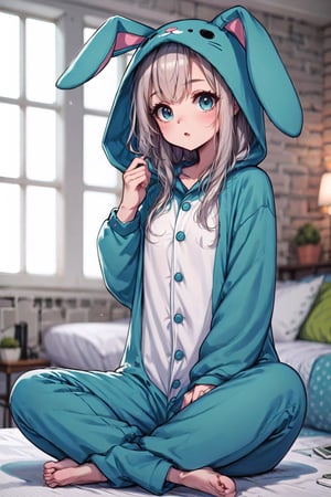 girl, pajama onesie bunny,kigurumi