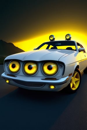 car,headlights,yellow eyes,fantasy
