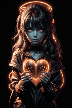 heart,orange lineart,NeonST2,black background