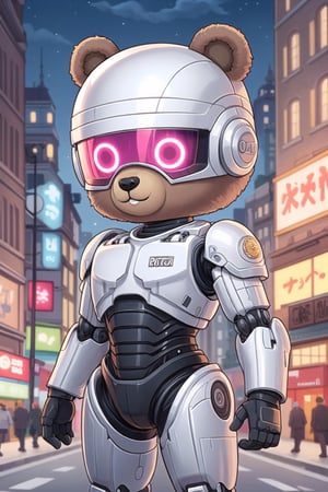 bear,glowing,helmet,RobCp,city,night,mecha