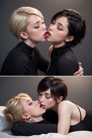 Lesbian, kissing, tongue_kiss, full_body