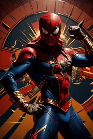 aztecian spiderman action pose, vector, aztecian style culture ornament, masked spiderman, contour, painting, realistic, poster, 3d render,vibrant, hyperdetailed, microdetailed, masterpiece art, ultra hd quality, 4k, vibrant, conceptual art, illustration, unzoomed,Leonardo Style,vector art,perfecteyes,High detailed ,EpicSky