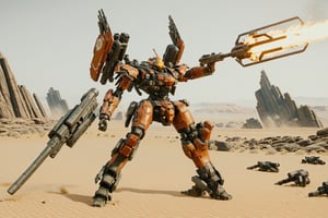 4k, 8k, (((masterpiece))), (((best quality))), (((ultra high res))), dramatic atmosphere, raytracing, subsurface scattering, gritty sand worn textures on armor, full body cinematic shot photo of a zaku mech aiming and shooting a sci-fi flame thrower and holding a glowing blade jet pack thrusters ignited about to take flight over a mech base and arch in moab utah, mech wrecks on fire scattered around smoking, insanely detailed mech head, insanely detailed head helmet, 4k fire, cinematic fire , mech shooting flamethrower, stream of flame, 4 leg mech companion with cannon, mech base in canyon lands moab utah in background, glowing mono eye, firing gun, agressive stance, random pose, vegetation, weapons, aiming rifle, weapon in hand, circular translucent energy shield in off hand, jet boosters ignited, heat blur on jetpack, bulky smooth jetpack, large thrusters on jetpack, anatomically correct hands, matte black glowing orange trim, bulky weathered space marine armor, 4k bioluminescent eyes, sci fi daggers on body, realistic armor texture, bulky full body armor panels, hi-tech equipment, kintsugi gengji from overwatch armor and sword, shaved head hairstyle, subsurface scattering, perfect_teeth, cyberpunk bow and quiver on back, loose wires, cyberpunk 2077 energy katana, glowing boar spear, mecha weapons in hand, energy blade, jetpack, cyberpunk exosuit, 4 thrusters, detailed panel lining, mechanical, high quality, volumetric, beautiful, dslr, 8k, 4k, ultrarealistic, realistic face, insanely detailed face, natural skin, textured skin, Movie Still, mecha, vengeful amber eyes, eyes tiny glow,elven_ears, Read description,armored core,oni style,6000, mecha, zj