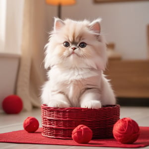 Xxmix_Catecat, three Persian Cat, 
 playing, red theme