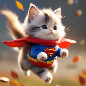 Xxmix_Catecat,a cat,autumn,cat,Fly through the air in a superman suit