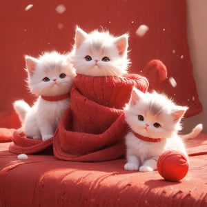 Xxmix_Catecat,three cats,playing,red theme,