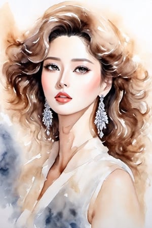 watercolor painting. high fashion, elegant lady, perfect image, voluminous earrings, sensual lips, motorsport, a masterpiece of beauty, impeccable style, luxurious curls, chiffon, organza, somon color, professional photo, in a chic outfit, luxurious design in the style of romanticism, high detail, professional photo, huge eyes, professional photo, best shot, cutout, big breasts,watercolor painting. high fashion, elegant lady, perfect image, voluminous earrings, sensual lips, motorsport, a masterpiece of beauty, impeccable style, luxurious curls, chiffon, organza, somon color, professional photo, in a chic outfit, luxurious design in the style of romanticism, high detail, professional photo, huge eyes, professional photo, best shot, neckline, large breasts, MOLE ABOVE THE UPPER LIP,kwon-nara