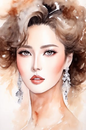 watercolor painting. high fashion, elegant lady, perfect image, voluminous earrings, sensual lips, motorsport, a masterpiece of beauty, impeccable style, luxurious curls, chiffon, organza, somon color, professional photo, in a chic outfit, luxurious design in the style of romanticism, high detail, professional photo, huge eyes, professional photo, best shot, cutout, big breasts,watercolor painting. high fashion, elegant lady, perfect image, voluminous earrings, sensual lips, motorsport, a masterpiece of beauty, impeccable style, luxurious curls, chiffon, organza, somon color, professional photo, in a chic outfit, luxurious design in the style of romanticism, high detail, professional photo, huge eyes, professional photo, best shot, neckline, large breasts, MOLE ABOVE THE UPPER LIP,kwon-nara