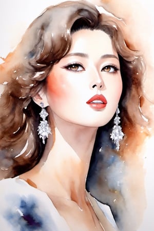 watercolor painting. high fashion, elegant lady, perfect image, voluminous earrings, sensual lips, motorsport, a masterpiece of beauty, impeccable style, luxurious curls, chiffon, organza, somon color, professional photo, in a chic outfit, luxurious design in the style of romanticism, high detail, professional photo, huge eyes, professional photo, best shot, cutout, big breasts,watercolor painting. high fashion, elegant lady, perfect image, voluminous earrings, sensual lips, motorsport, a masterpiece of beauty, impeccable style, luxurious curls, chiffon, organza, somon color, professional photo, in a chic outfit, luxurious design in the style of romanticism, high detail, professional photo, huge eyes, professional photo, best shot, neckline, large breasts, MOLE ABOVE THE UPPER LIP,kwon-nara