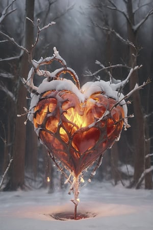 heart  ( made_of_is snow inside)  fire light trasparent blooding  , underwater , Ultra realistic, , realistic . 64k. masterpiece, heart blooding, cinema style, connection love , detailed photo, Arnold render, 16K,
