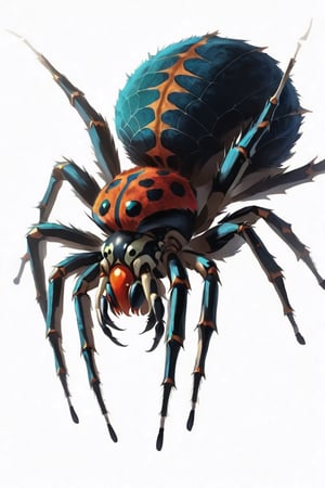 portrait of scary (giant:1.5) complementary colored spider, Full shot (FS), | (white background:1.2), simple background |, , digital art, 8K resolution, ultra quality, trending on artstation, intricate details, highly detailed, greg rutkowski