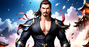 BREAK
Zoom distance: Panoramic
BREAK
Create the character Zhang Liao (full body:1.5) from the role-playing game Dynasty Warriors by the game company Koei Tecmo
BREAK
(Man:1.5), (revolutionary mustache:1.5), (anchor beard:1.5), (fierce look:1.5), (brown hair:1.5), (short hair:1.5)
BREAK
(Black Suit:1.5), (hat_with_feather:1.5)
BREAK
(Ancient china background: 1.5), (cleavage large:1.5), (standing pose: 1.5), (dinamic pose:1.5), (night sky:1.5), (Full_body:1.5)
BREAK
(beautiful_hands: 1.5), (beautiful_feets: 1.5), (pretty fingers:1.5)
BREAK
(Realistic, Photorealistic: 1.5), (Masterpiece, Best Quality: 1.4), (Ultra High Resolution: 1.5), (RAW Photo: 1.2), (Face Focus: 1.2), (Ultra Detailed CG Unified 8k Wallpaper: 1.5), (Hyper Sharp Focus: 1.5), (Ultra Sharp Focus: 1.5), (Beautiful pretty face: 1.5) (professional photo lighting:1.3), , (super detailed background, detail background: 1.5), (elegant:1.3), (kinematic:1.4),better_hands,hands