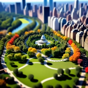 Tilt-shift photography, Central Park, masterpiece, best quality, extremely detailed, 8k