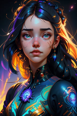 Perfect face, Medium body, highly detailed portrait of a tired little girl with long hairs, stephen bliss, unreal engine, fantasy art by greg rutkowski, loish, rhads, ferdinand knab, makoto shinkai and lois van baarle, ilya kuvshinov, rossdraws, tom bagshaw, alphonse mucha, global illumination, radiant light, detailed and intricate environment, Detailedface,science fiction,High detailed ,perfect fingers