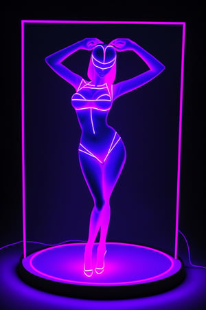 a picture of a (3DMM picture of a sexy woman, (3 d depth of field: 1.4)) in a 3 d picture frame, 3DMM frame of lights, illusion of disappearing to infinity, RGB led point lights disappear inward from edge, infinity mirror, 3 d neon art of a sexy womans body, seductive pose: 1.2, psychedelic photoluminescent, vivid!!, psychedelic lighting, psychedelic black light, by Jon Coffelt, lsd visuals, neon version of style jim burns, ledspace, skin made of led point lights, RGB led effects,Neon Light,3DMM