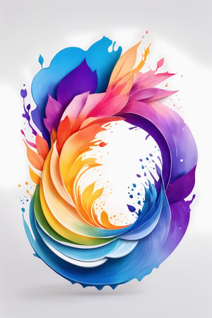 coloring graphic logo illustration of book, vector, abstract watercolour design, intricate detail, bright color, solid white background, made with adobe illustrator, in the style of Studio Gibli, nature, splashing,3d style,3d