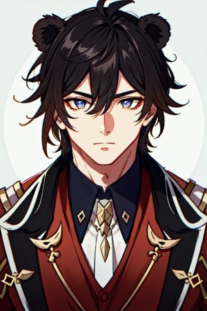 (masterpiece), best quality, expressive eyes, perfect face, perfect eyes, ((best quality)), ((highly detailed)), detailed face, beautiful face, (detailed eyes, deep eyes), male, muscular, big, bear ears, mercenary dress,character \(series\)