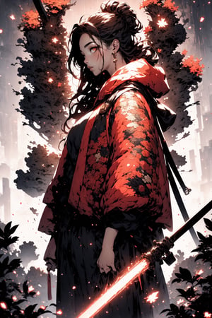 (Tall young handsome man, blonde, red eyes, glowing eyes, levi ackerman hairstyle,) coat, black coat, shirt, red shirt, pants, black pants, crown, king, cape, black waistcoat, ,Hanahaki disease, flower background