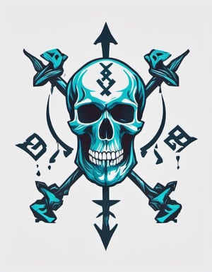 Create a logo for a fitness brand and incorporate runes and skulls into the image 
