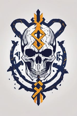 Create a logo for a fitness brand and incorporate runes and skulls into the image 