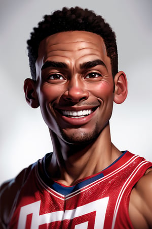 Michael Jordan smiling, show teeth, portrait, upper body, pixar style, 