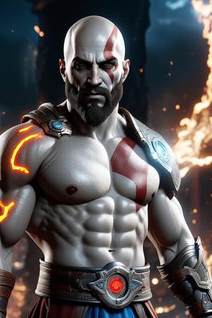 Kratos from God of War (2018) as a cyborg :: Cyberpunk Adam Smasher, volumetric fog, perfect composition, insanely detailed, 4k, HDR