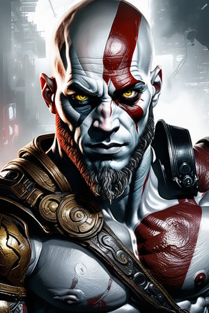Kratos from God of War (2018) as a cyborg :: Cyberpunk Adam Smasher, volumetric fog, perfect composition, insanely detailed, 4k, HDR
Negative prompt: painting, drawing, illustration, glitch, deformed, mutated, cross-eyed, ugly, disfigured,
