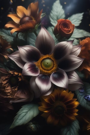 (Masterpiece and highly detailed:1.2), close up shot, centered, Instagram able, sharp focus, mythical flower with lot of eyes, rise up to the sky, Felled flowers, ultra realistic, Tim burton inspired, horror theme, professional, (planetary space background), (epic proportion, epic composition), Photography, studio lighting, Depth of field, Raw photo, panoramic,
